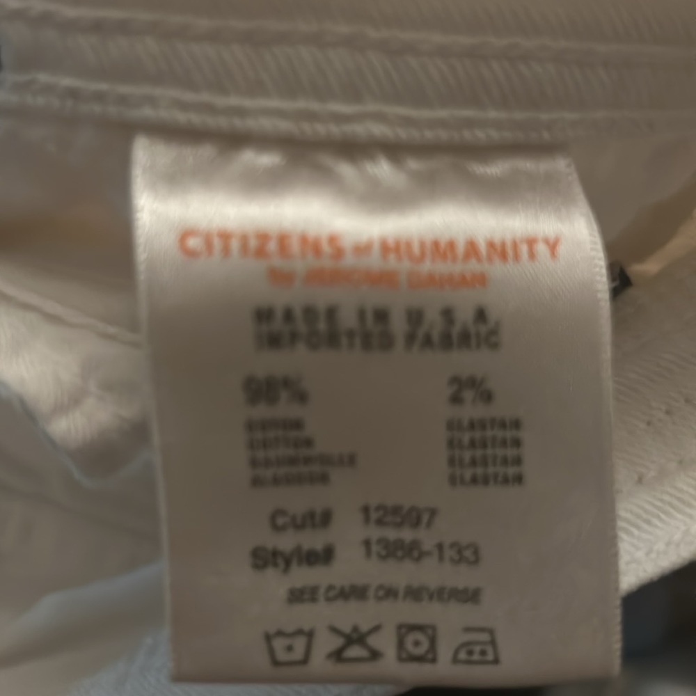 Citizens Of Humanity White Dani Cropped Straight Leg Jeans 26 Classic Preppy - Picture 8 of 11